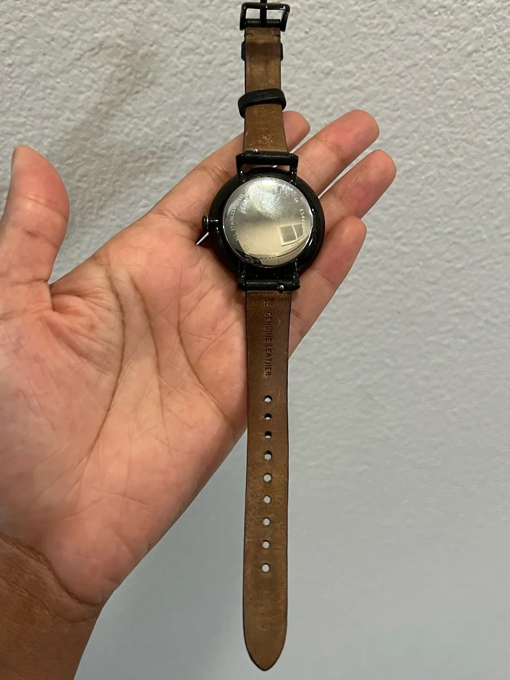 Fossil Black Leather Strap woman Watch with Black Dial